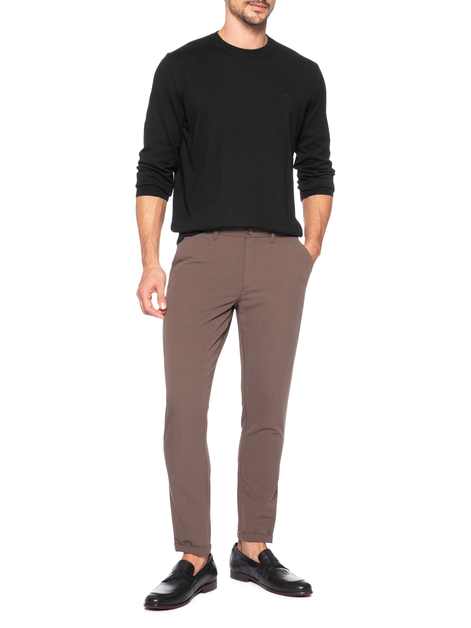 Suéter Masculino Crew Neck Upacas-L Preto Boss