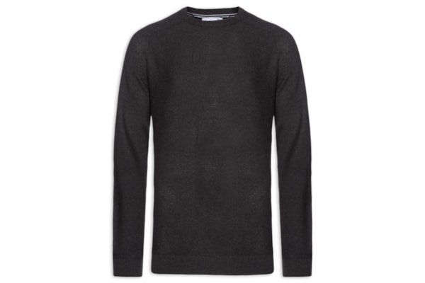 Suéter Masculino Det Ombro Gola Careca - Cinza