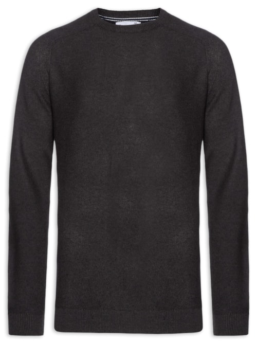 Suéter Masculino Det Ombro Gola Careca – Cinza