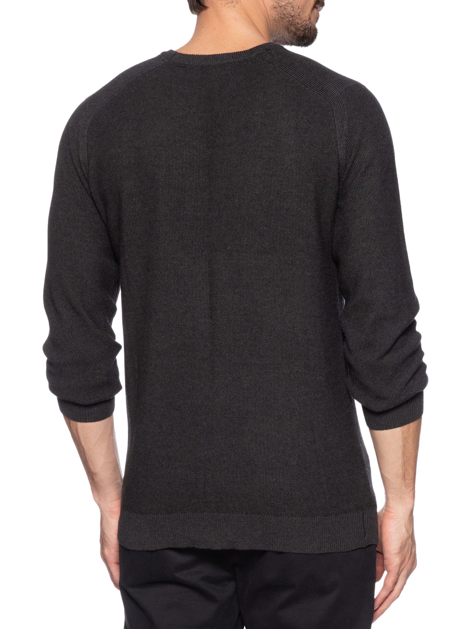 Suéter Masculino Det Ombro Gola Careca Cinza '2 Essential