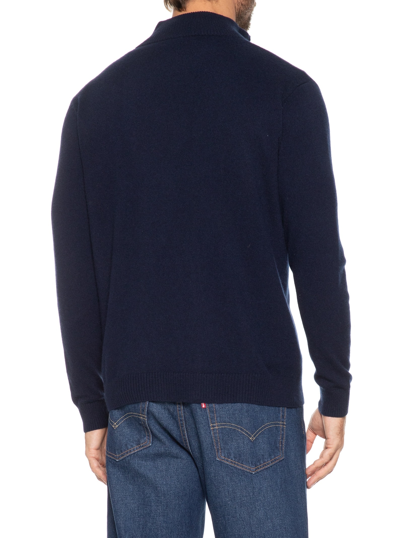 Suéter Masculino Detalhe Zíper Cashmere Azul '2 Essential