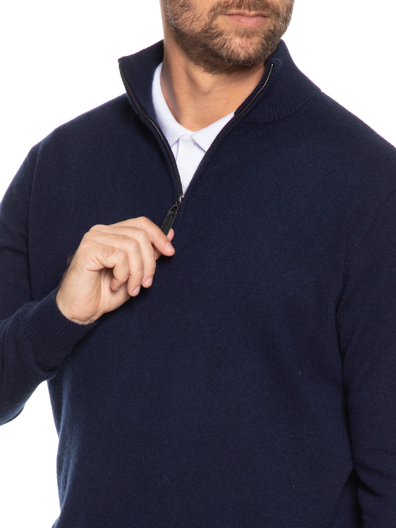 Suéter Masculino Detalhe Zíper Cashmere – Azul '2 Essential