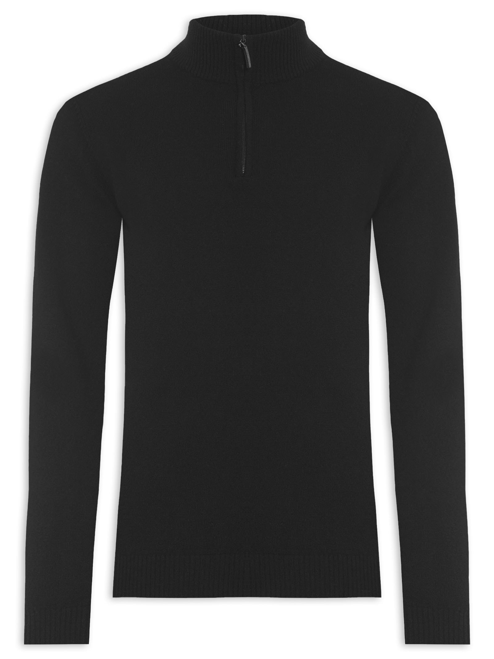 Suéter Masculino Detalhe Zíper Cashmere – Preto '2 Essential