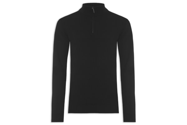 Suéter Masculino Detalhe Zíper Cashmere – Preto