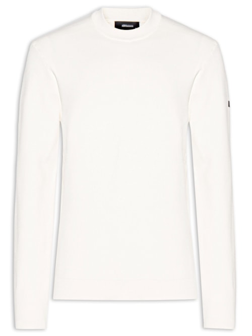 Suéter Masculino em Jacquard de Tricot – Branco