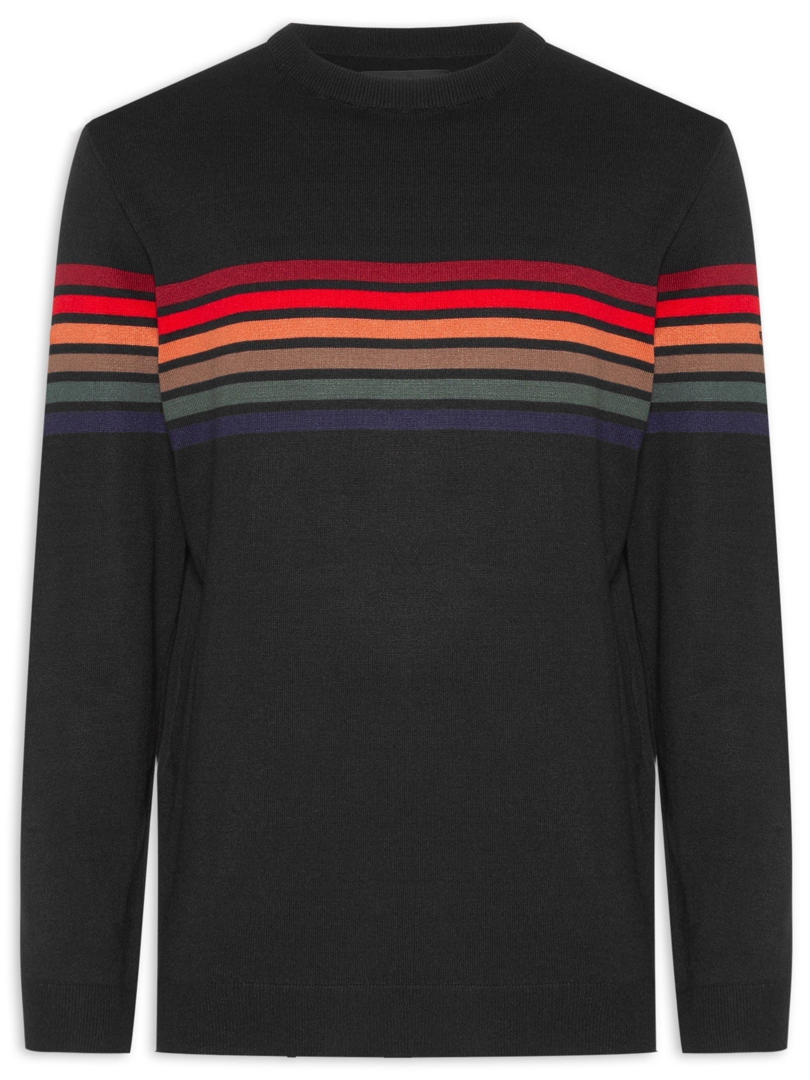 Suéter Masculino Em Tricot Vintage Stripes Preto Osklen