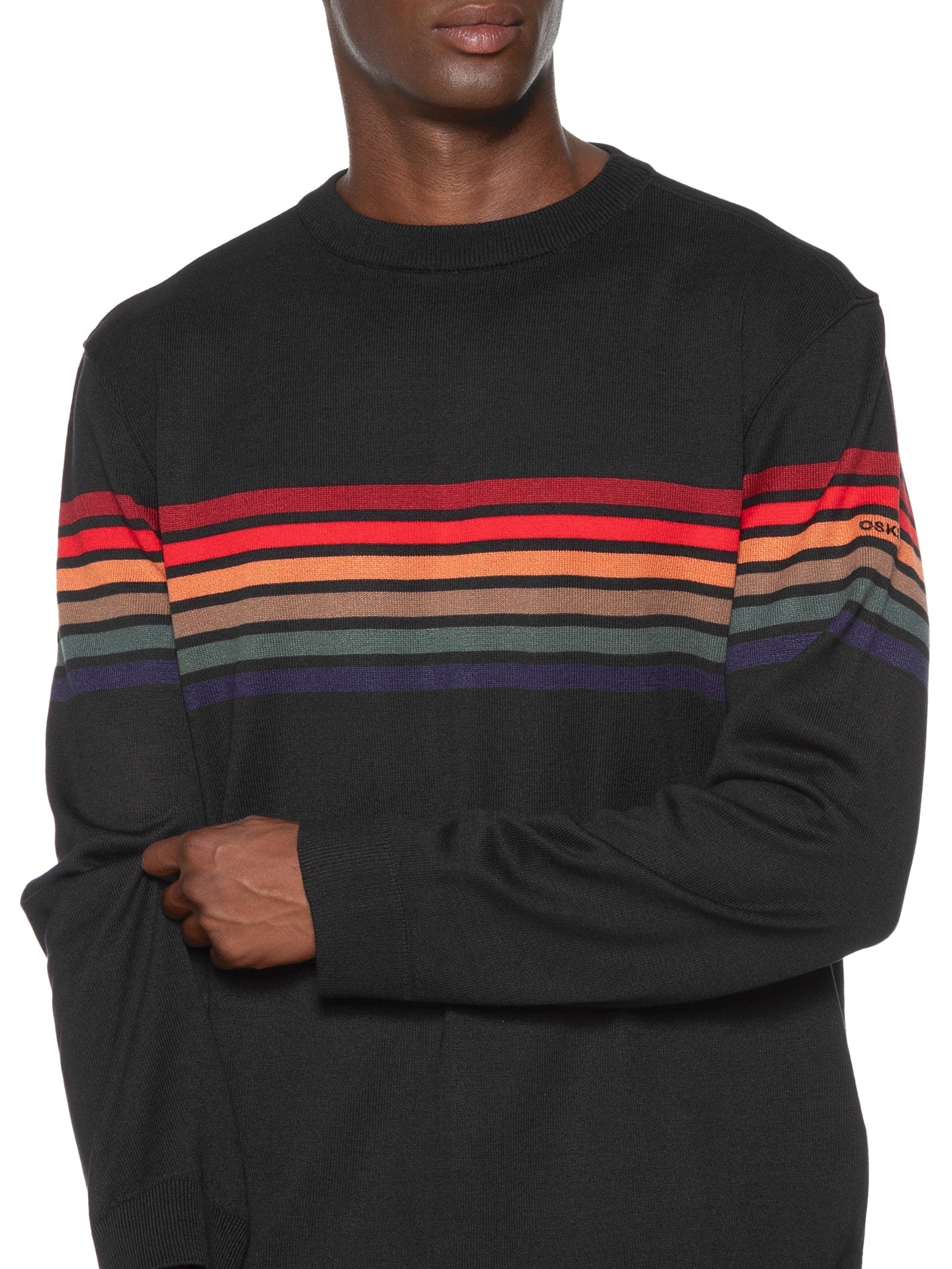 Suéter Masculino Em Tricot Vintage Stripes Preto Osklen
