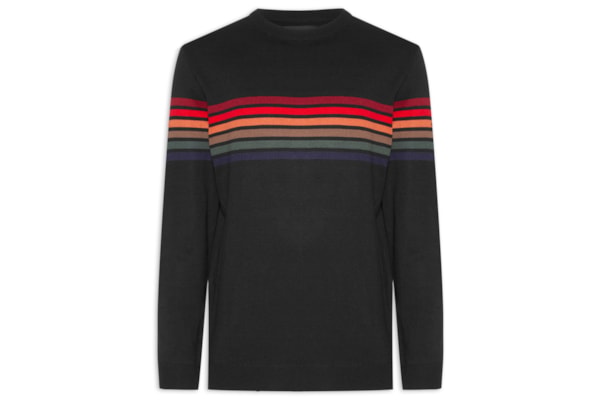 Suéter Masculino Em Tricot Vintage Stripes - Preto