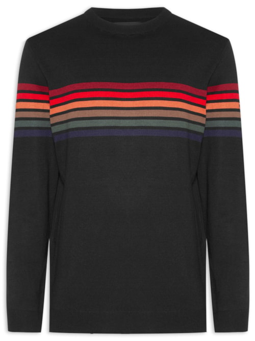 Suéter Masculino Em Tricot Vintage Stripes – Preto