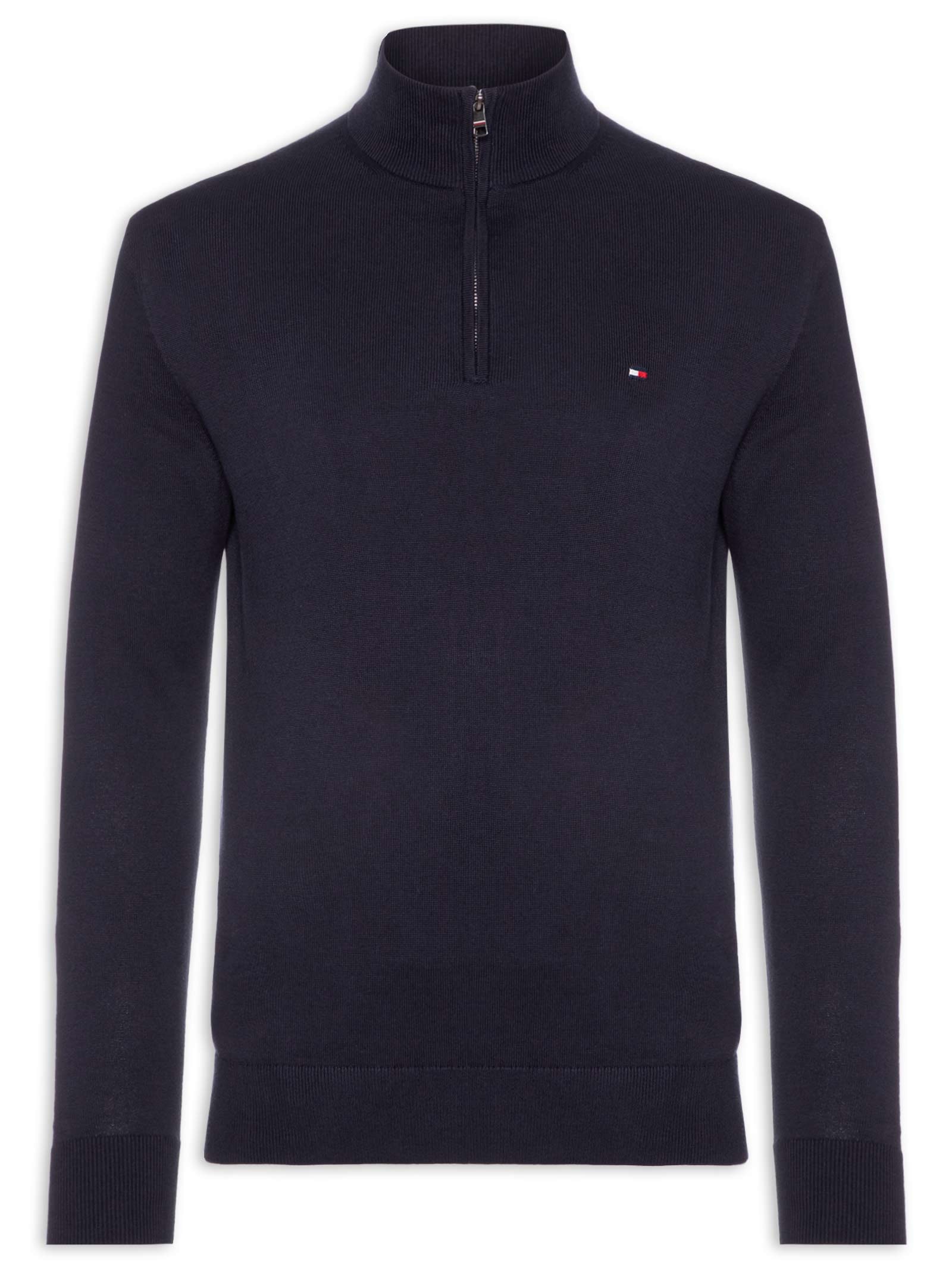 Suéter Masculino Essential Regular Fit Meio Zíper – Azul Tommy Hilfiger