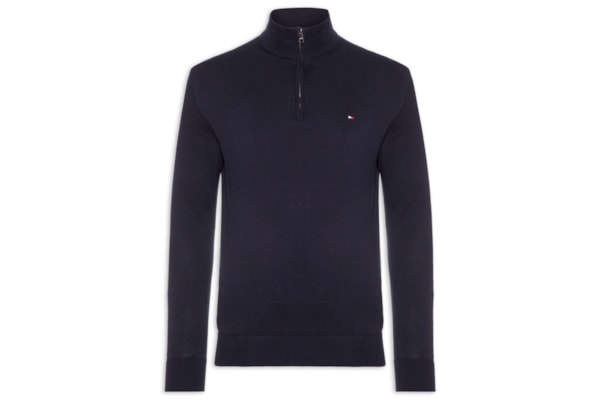 Suéter Masculino Essential Regular Fit Meio Zíper – Azul