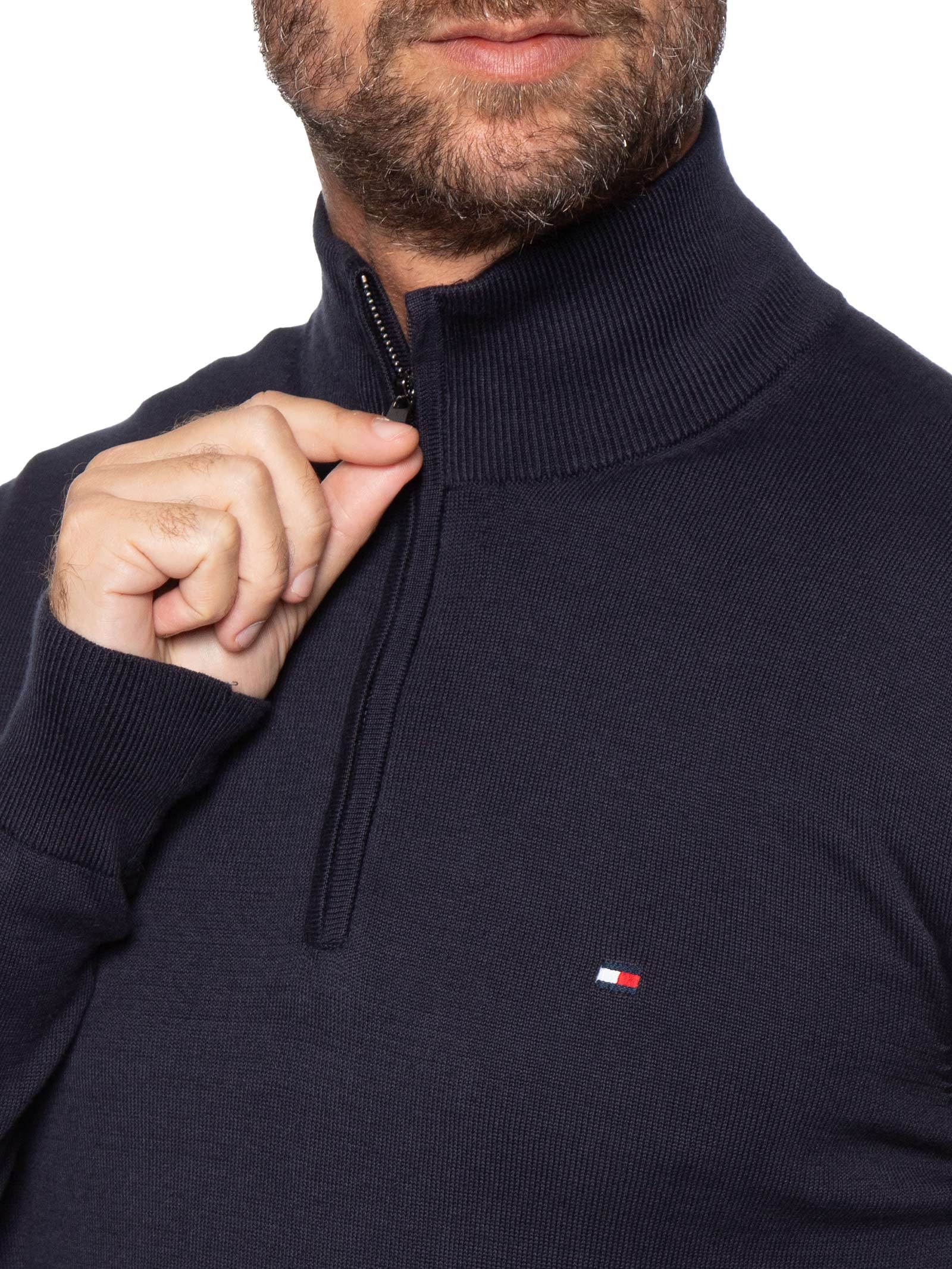 Suéter Masculino Essential Regular Fit Meio Zíper – Azul Tommy Hilfiger