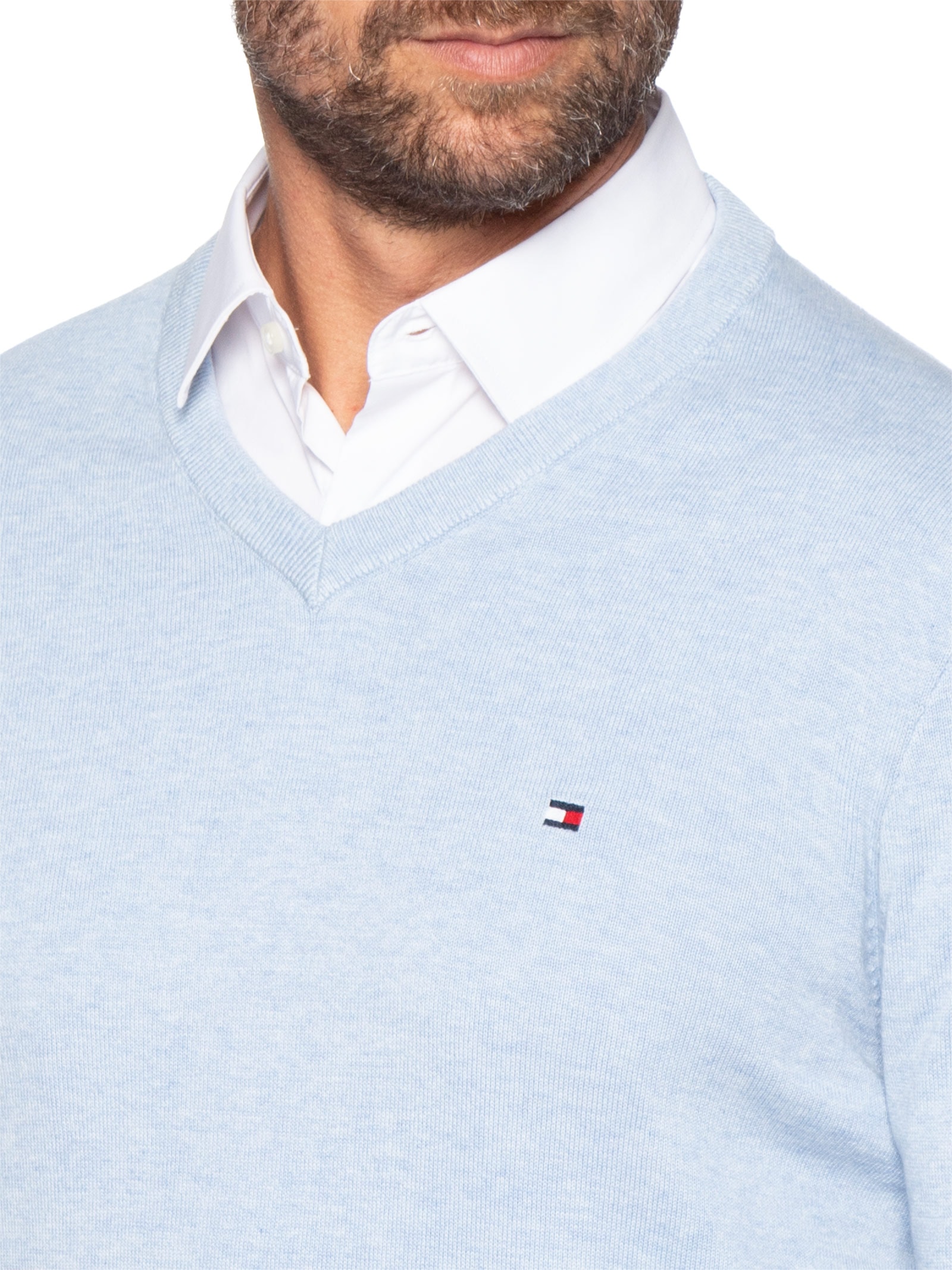 Suéter Masculino Essential Regular Fit V-NK Azul Tommy Hilfiger
