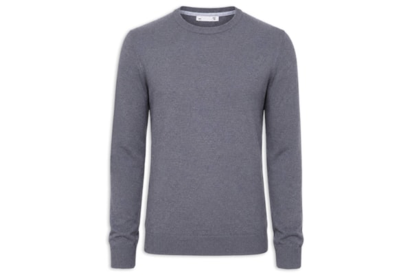 Suéter Masculino Friso Gola Redonda - Cinza