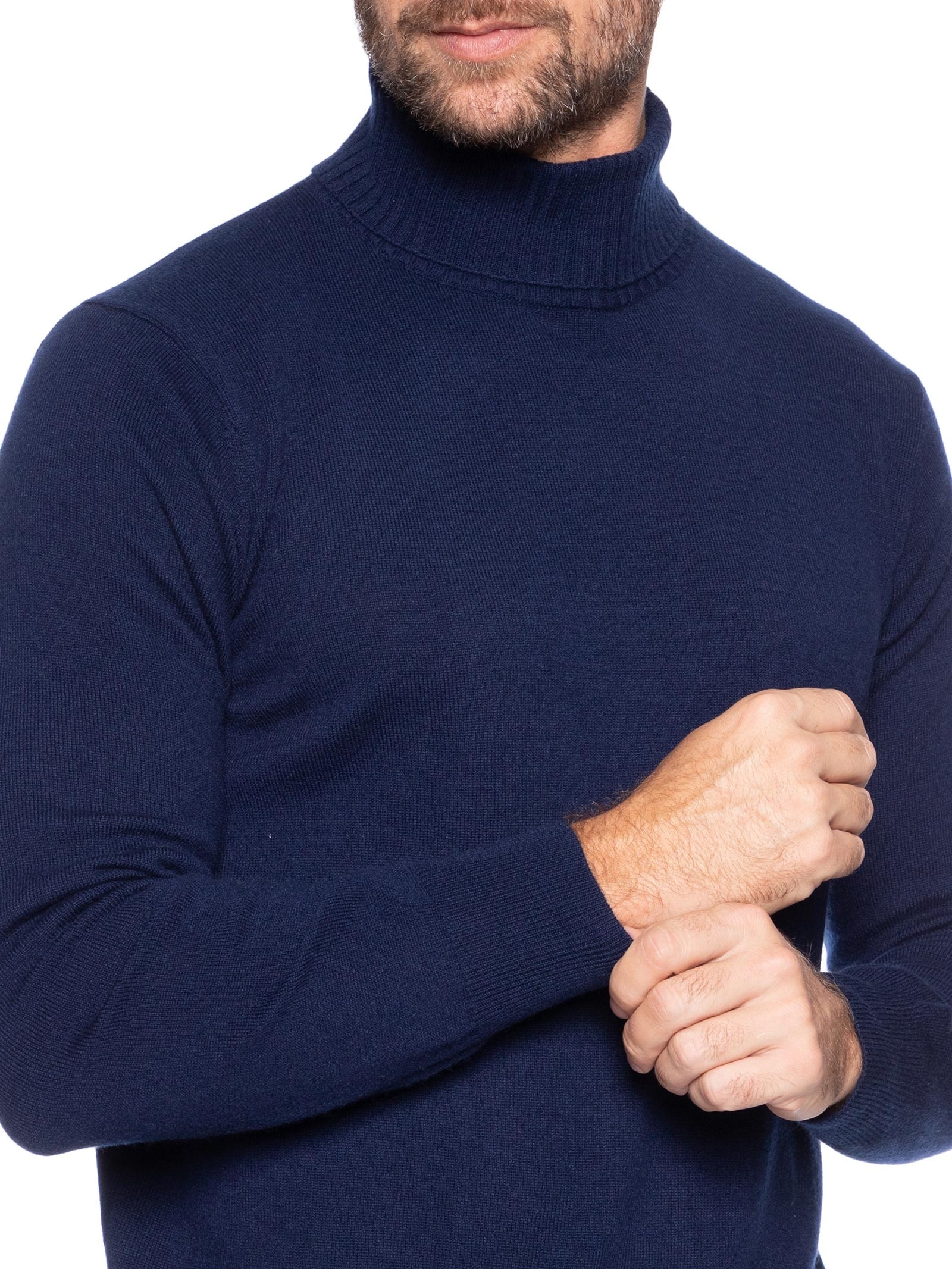 Suéter Masculino Gola Alta Com Blend De Lã E Cashmere Azul '2 Essential