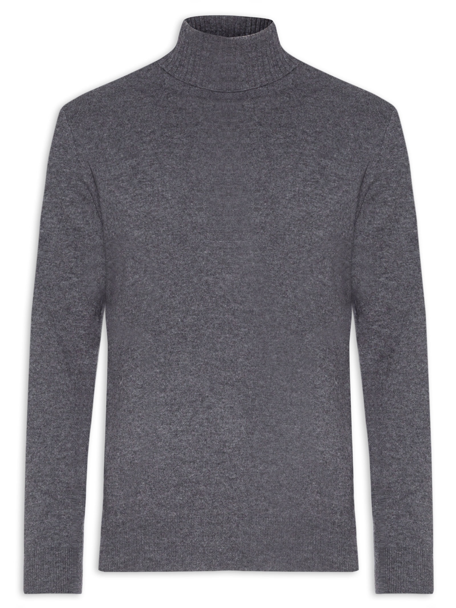 Suéter Masculino Gola Alta Com Blend De Lã E Cashmere Cinza '2 Essential
