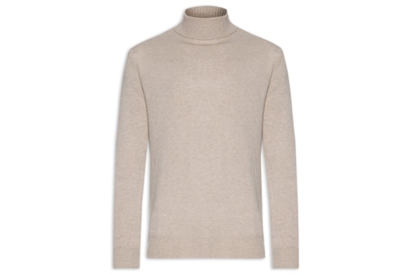 Suéter Masculino Gola Alta Com Blend De Lã E Cashmere - Marrom
