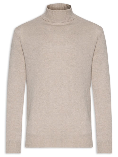 Suéter Masculino Gola Alta Com Blend De Lã E Cashmere - Marrom