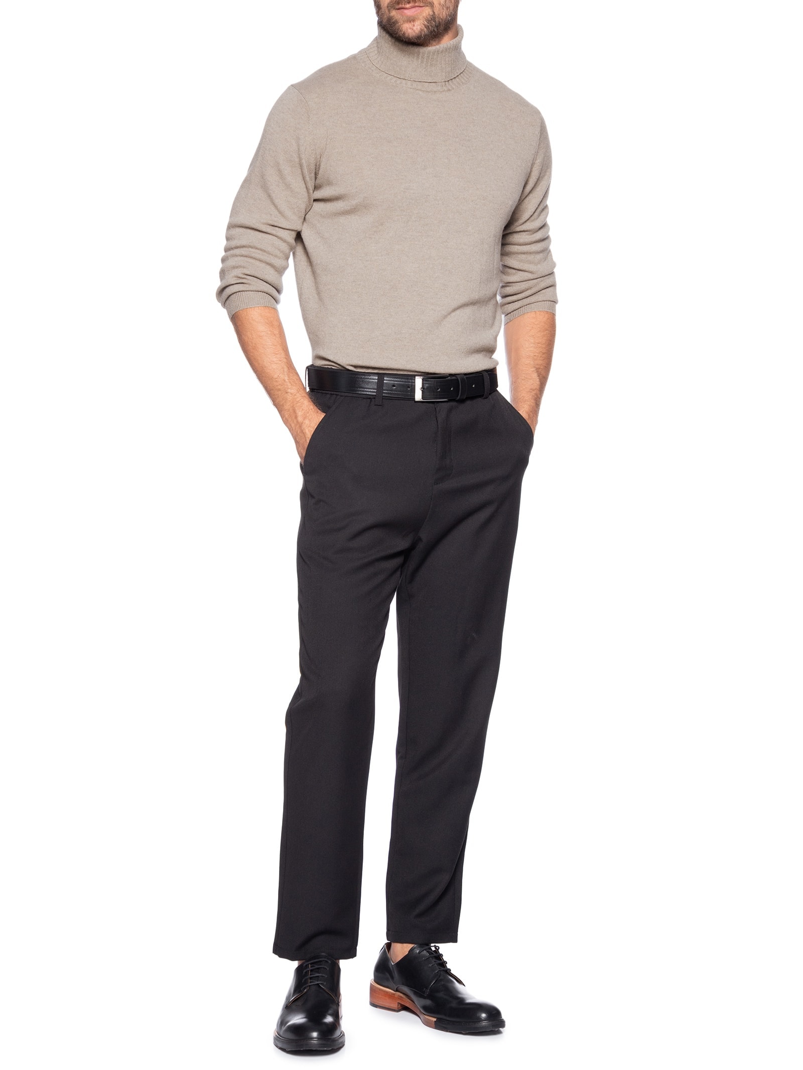 Suéter Masculino Gola Alta Com Blend De Lã E Cashmere Marrom '2 Essential