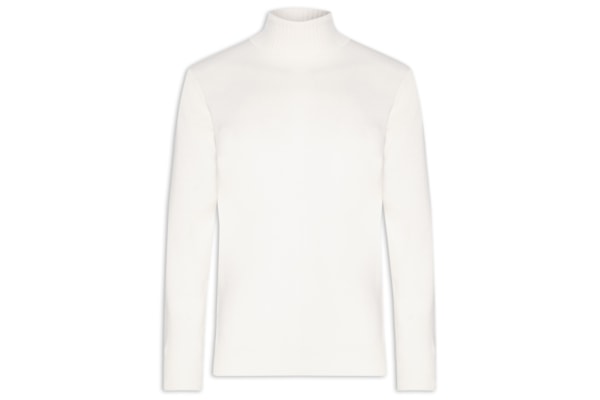 Suéter Masculino Gola Alta Com Blend De Lã E Cashmere - Off White