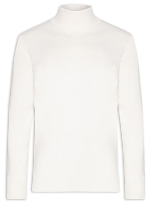 Suéter Masculino Gola Alta Com Blend De Lã E Cashmere - Off White