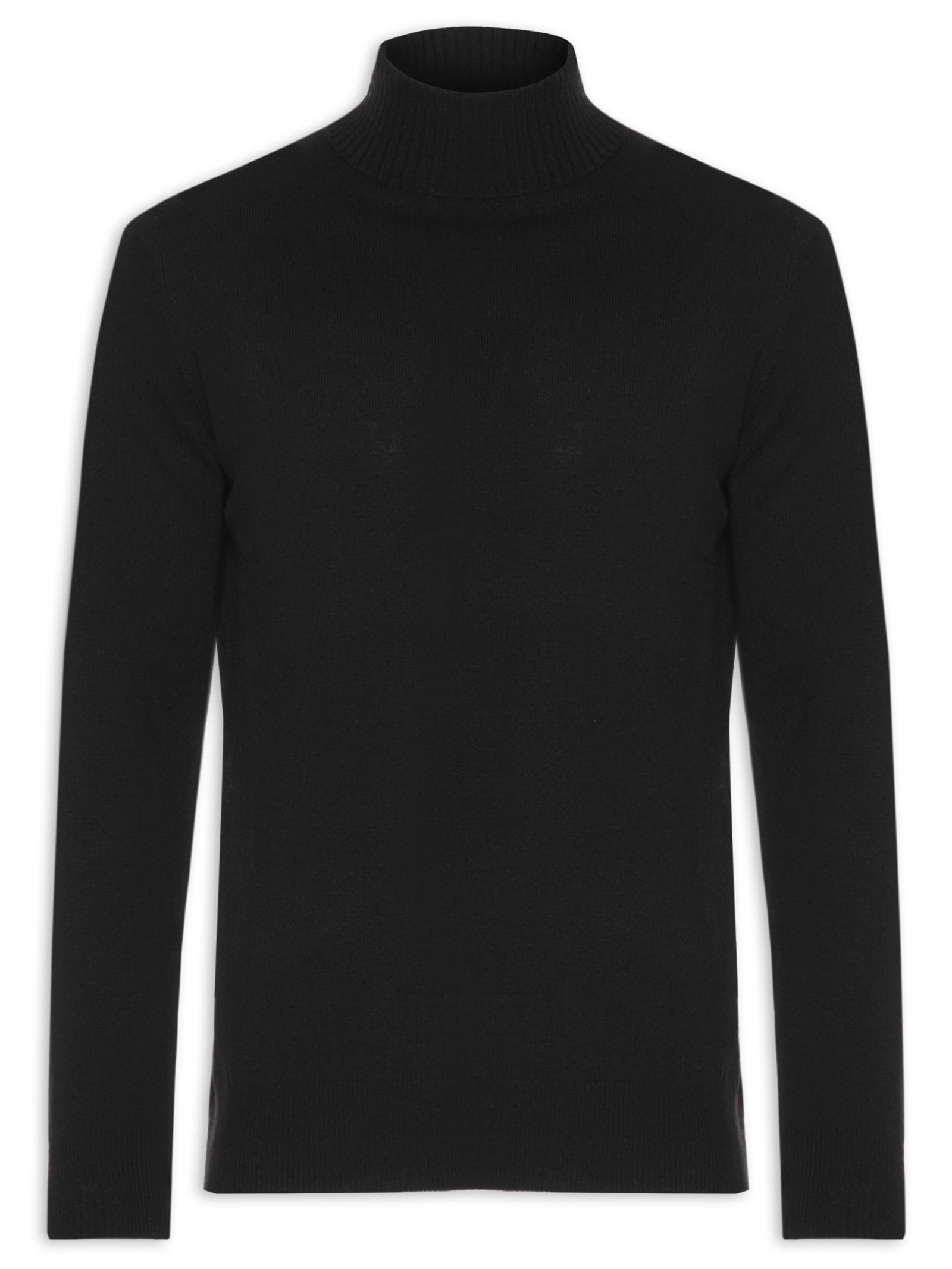 Suéter Masculino Gola Alta Com Blend De Lã E Cashmere Preto '2 Essential