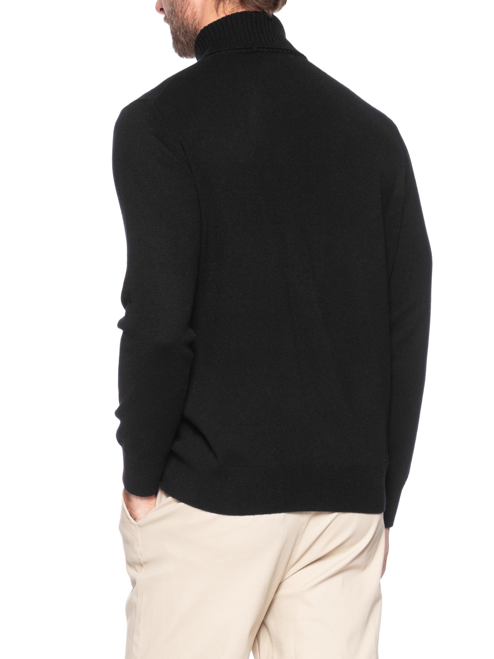 Suéter Masculino Gola Alta Com Blend De Lã E Cashmere Preto '2 Essential