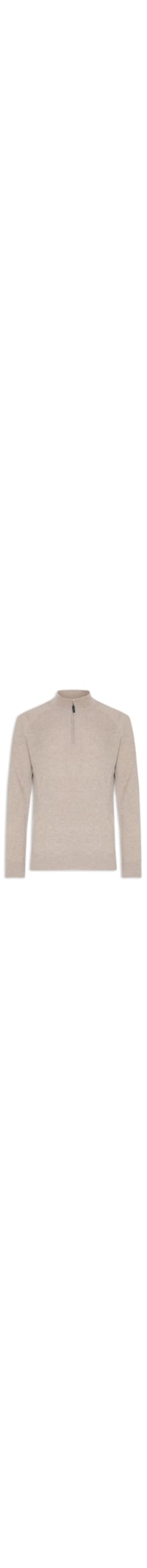 Suéter Masculino Gola Alta Com Meio Zíper Blend de Lã e Cashmere - Marrom