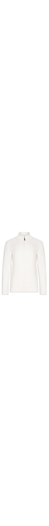 Suéter Masculino Gola Alta Com Meio Zíper Blend de Lã e Cashmere - Off White