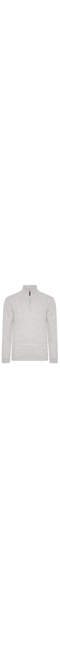 Suéter Masculino Gola Alta Com Meio Zíper Puro Cashmere - Cinza