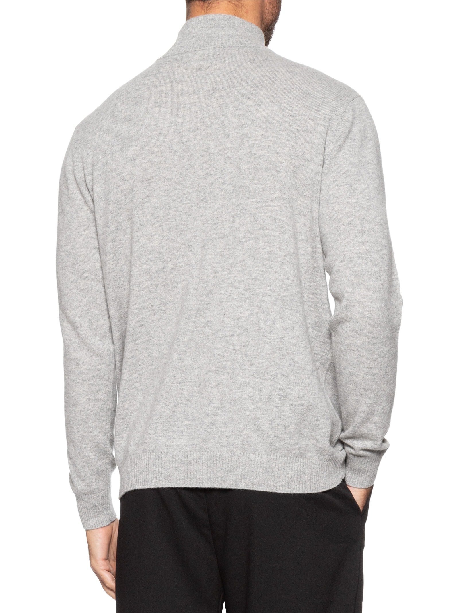 Suéter Masculino Gola Alta Com Meio Zíper Puro Cashmere Cinza '2 Essential
