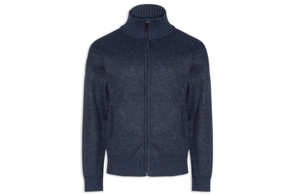 Suéter Masculino Gola Alta Com Zíper - Azul