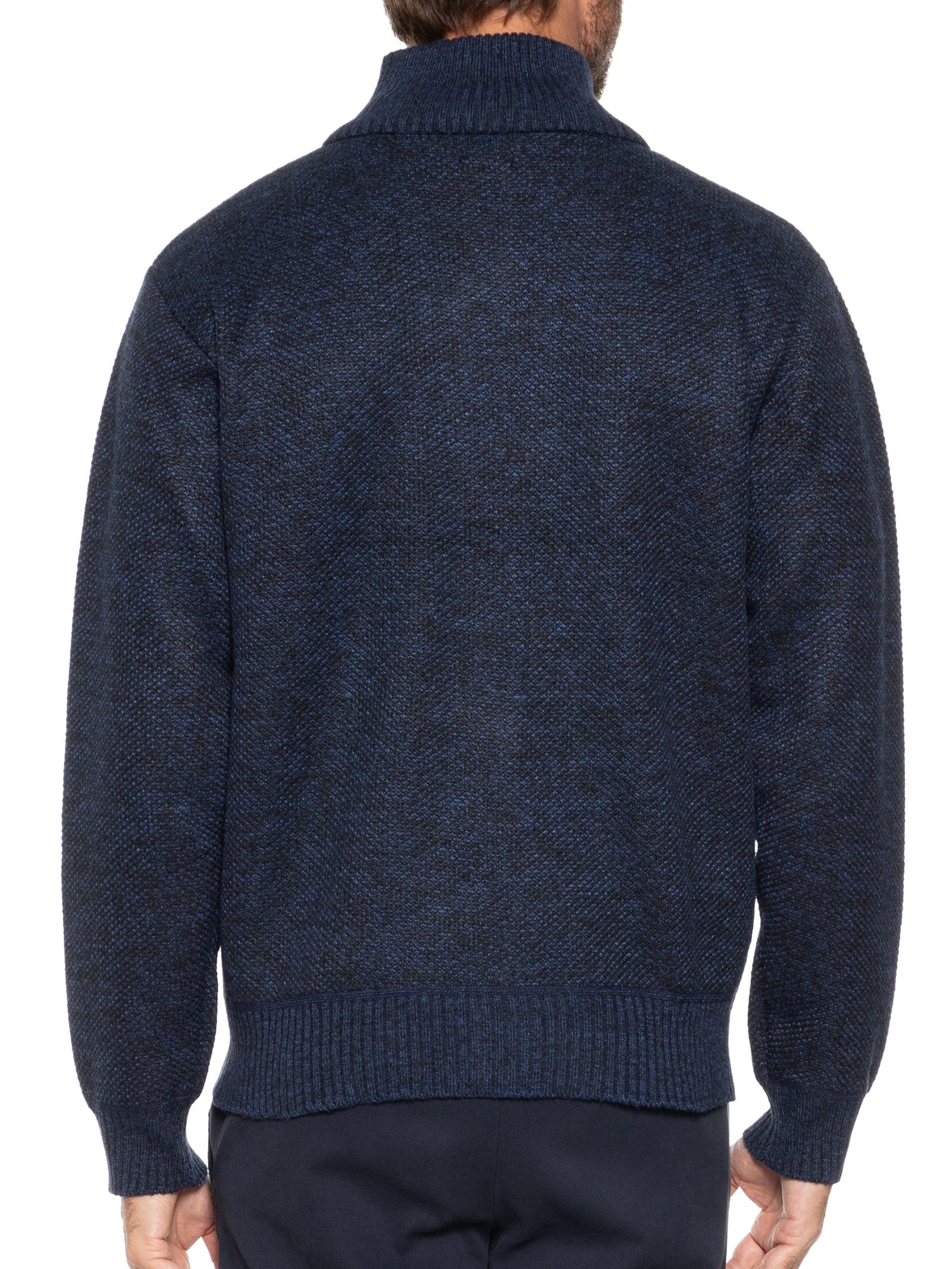 Suéter Masculino Gola Alta Com Zíper Azul Basiq Men