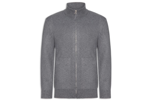 Suéter Masculino Gola Alta Com Zíper - Cinza