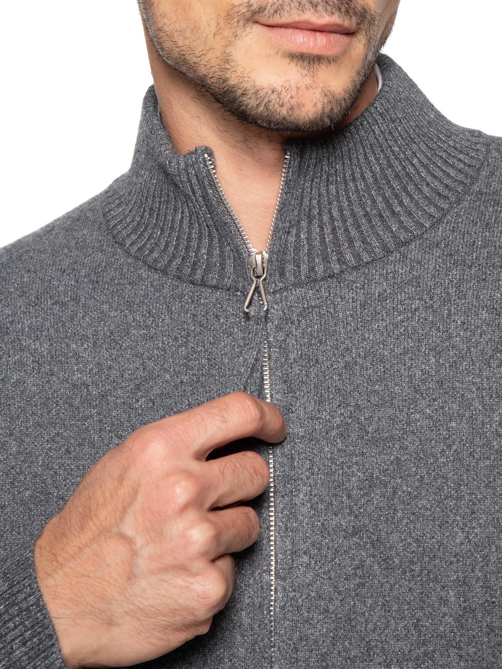 Suéter Masculino Gola Alta Com Zíper Cinza '2 Essential