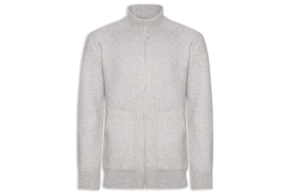 Suéter Masculino Gola Alta Com Zíper - Cinza