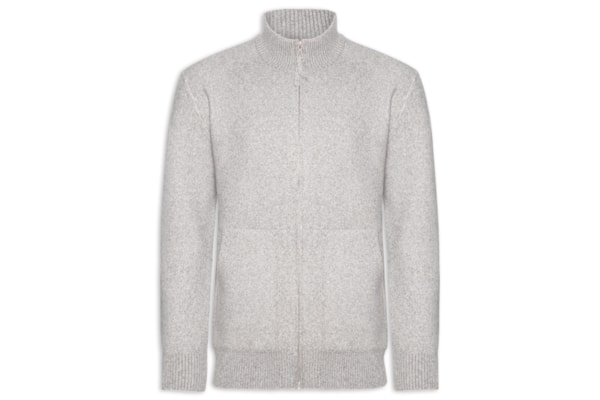 Suéter Masculino Gola Alta Com Zíper - Cinza