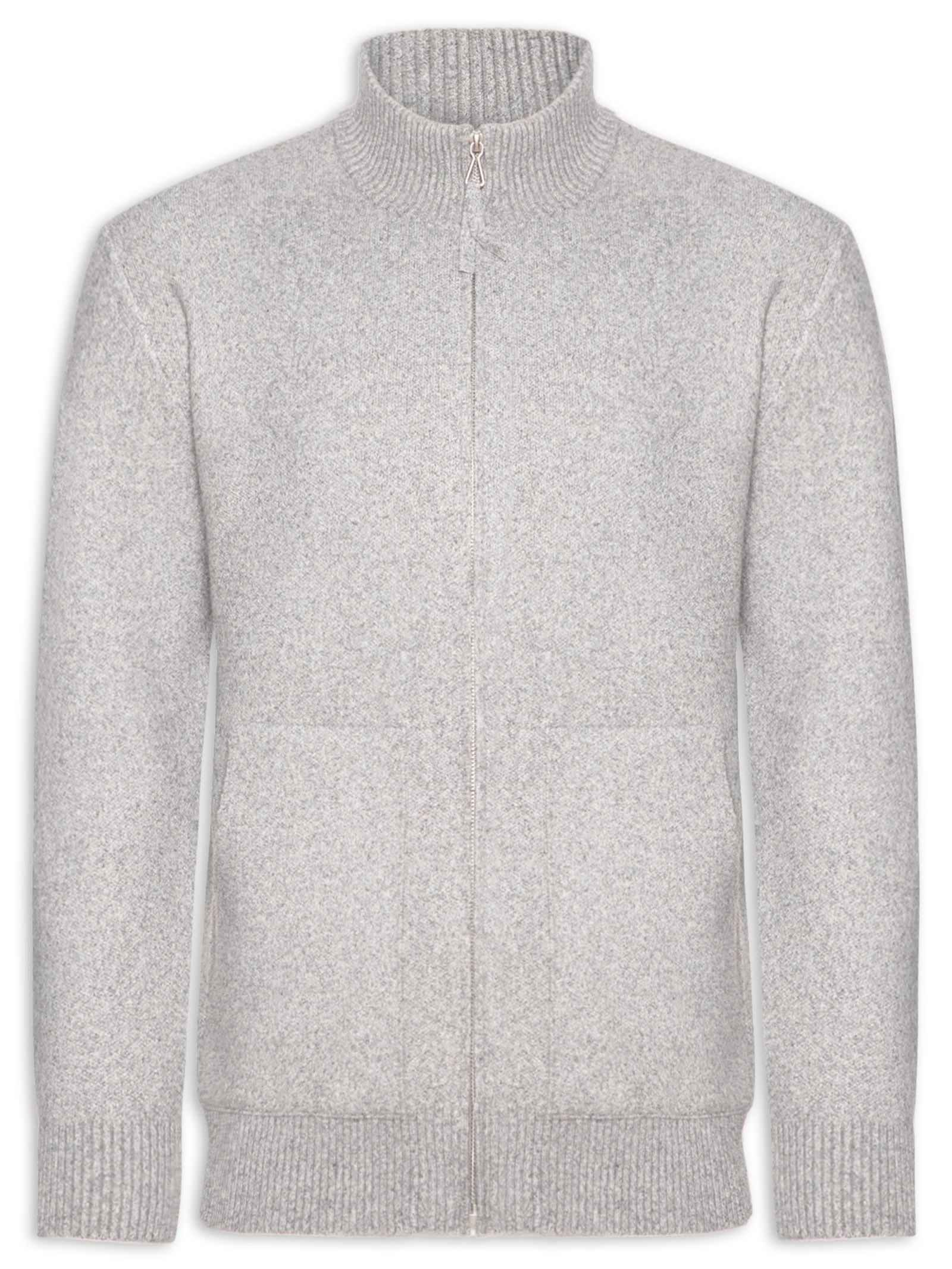 Suéter Masculino Gola Alta Com Zíper Cinza '2 Essential