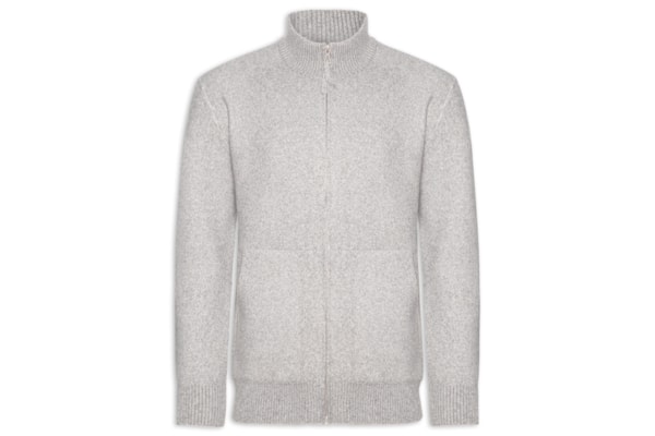 Suéter Masculino Gola Alta Com Zíper - Cinza