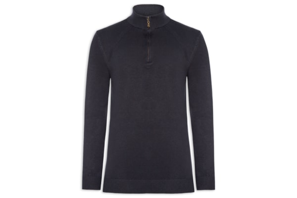 Suéter Masculino Gola Alta Meio Zíper - Azul