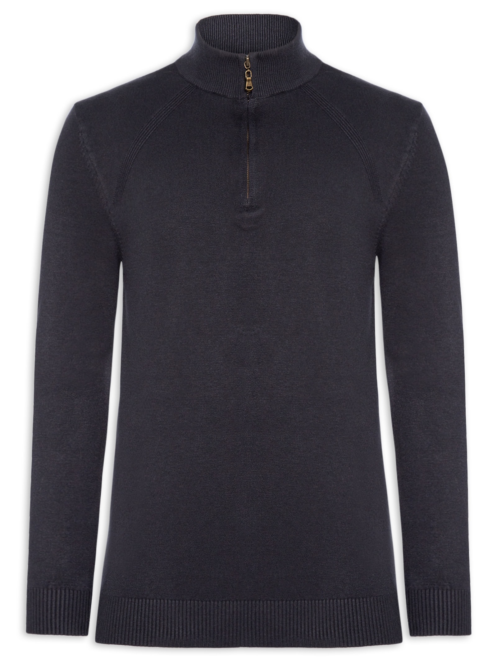 Suéter Masculino Gola Alta Meio Zíper Azul '2 Essential