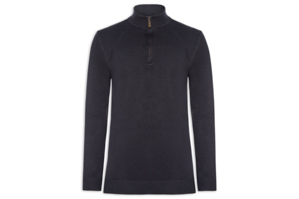 Suéter Masculino Gola Alta Meio Zíper - Azul