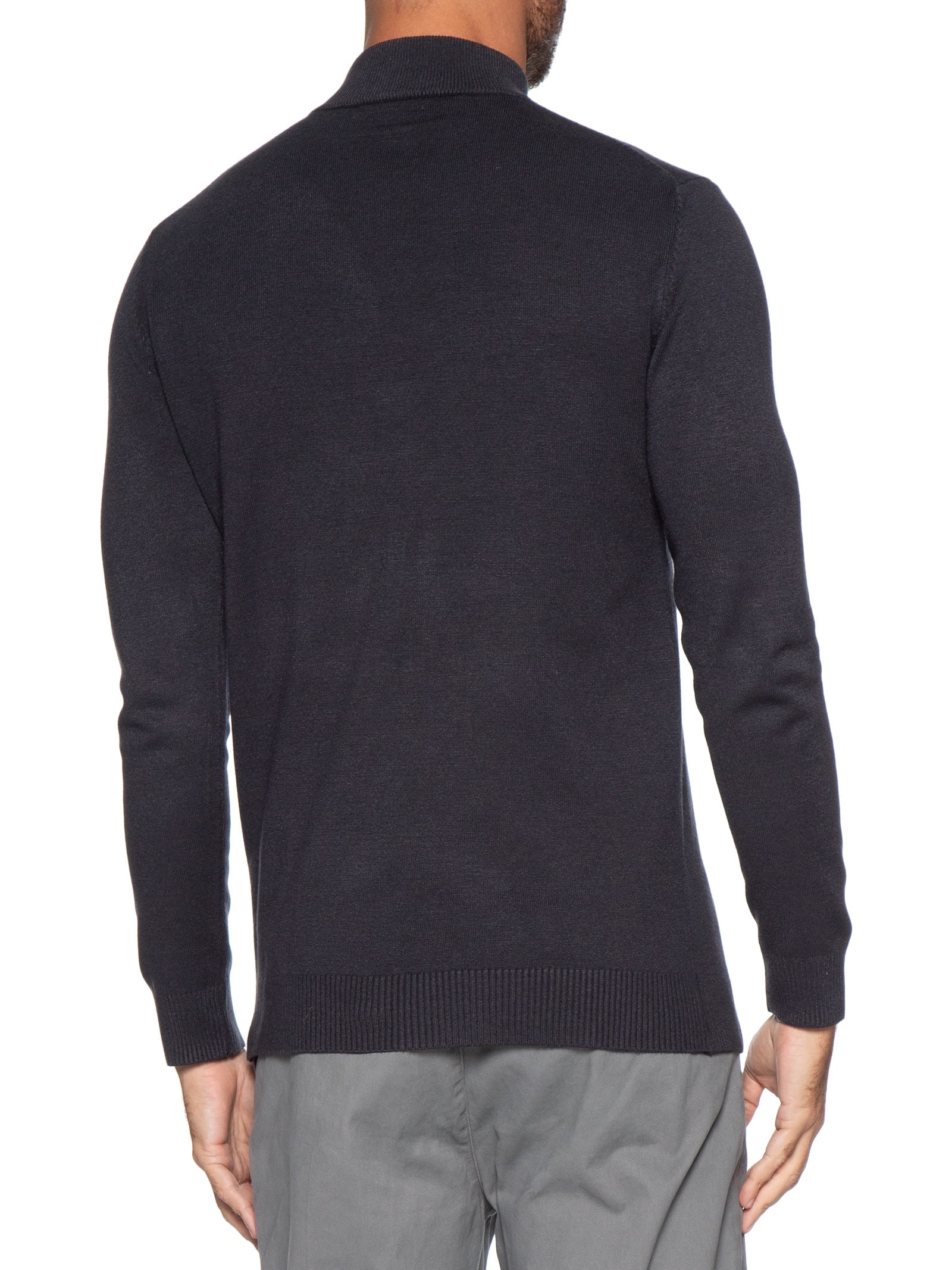 Suéter Masculino Gola Alta Meio Zíper Azul '2 Essential