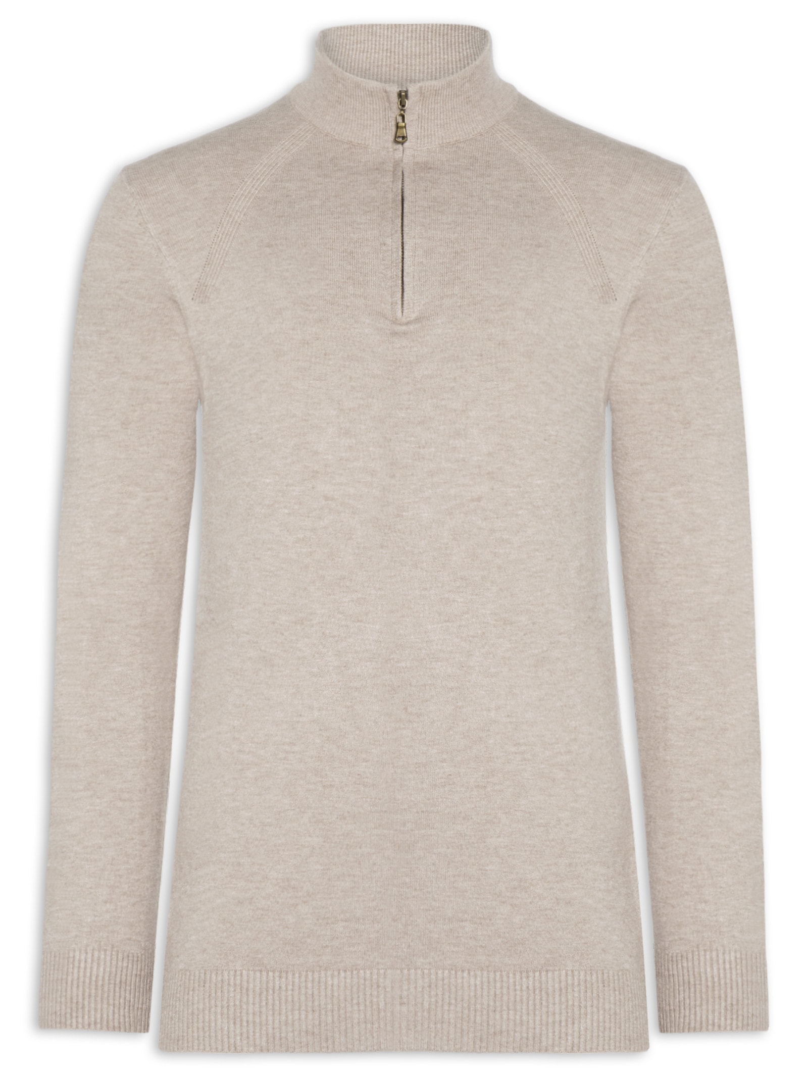 Suéter Masculino Gola Alta Meio Zíper Cinza '2 Essential