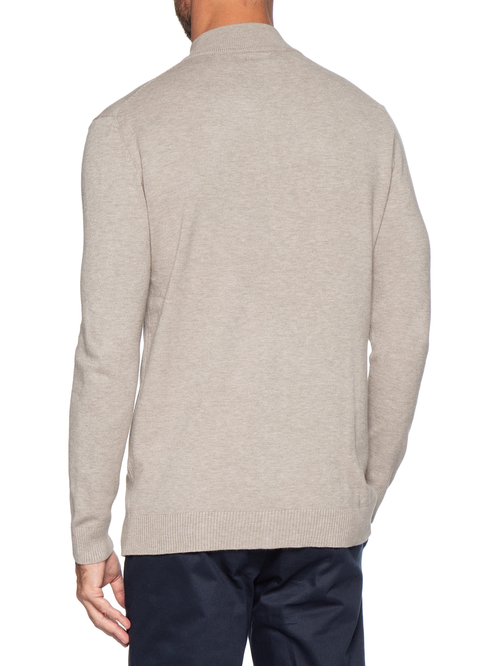 Suéter Masculino Gola Alta Meio Zíper Cinza '2 Essential