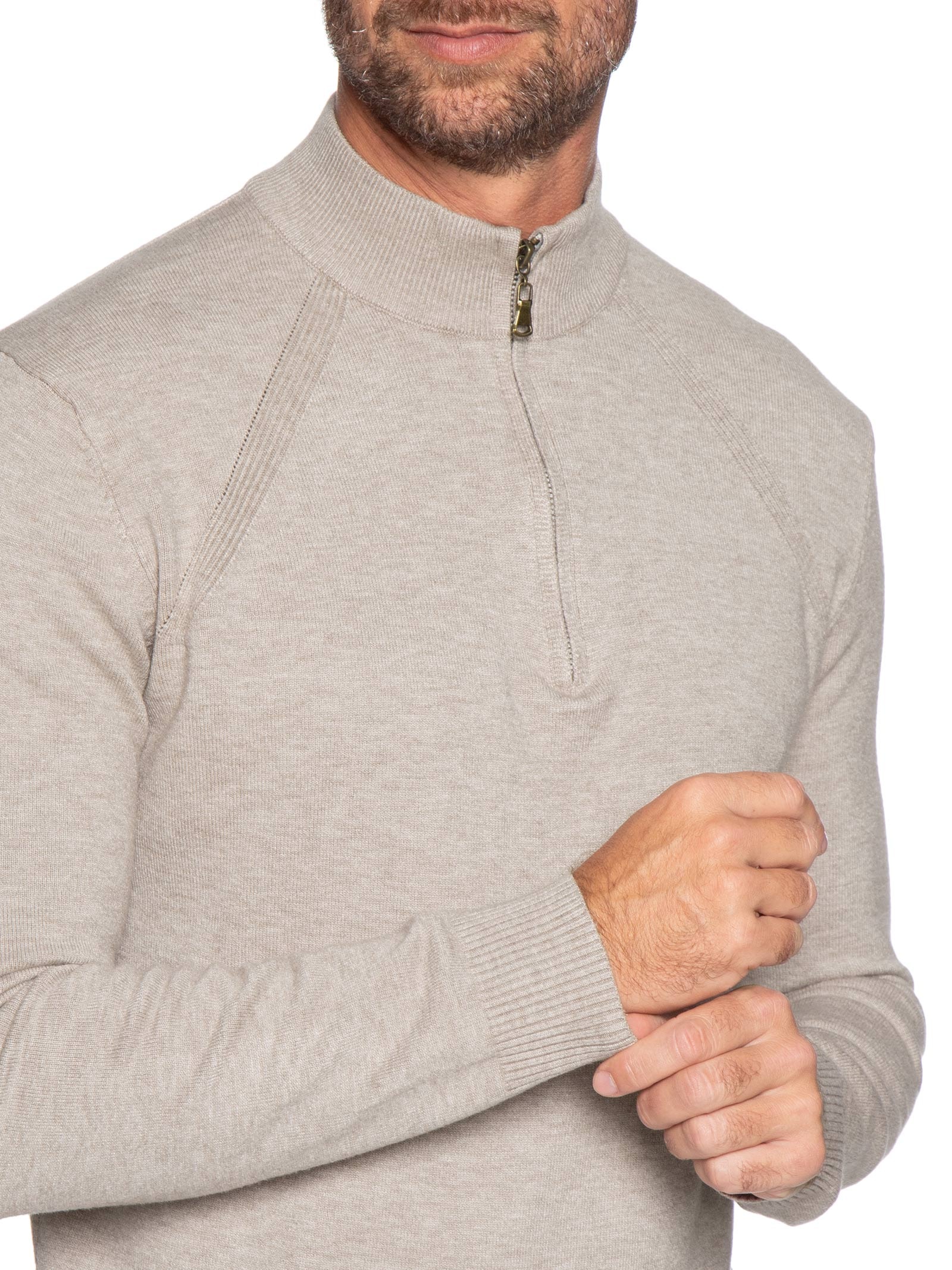 Suéter Masculino Gola Alta Meio Zíper Cinza '2 Essential