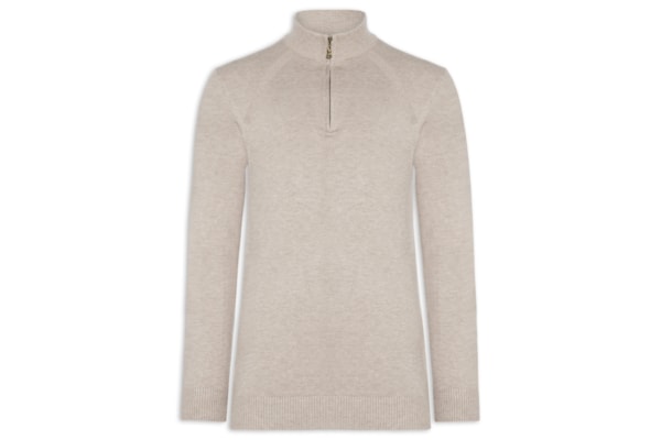 Suéter Masculino Gola Alta Meio Zíper - Cinza