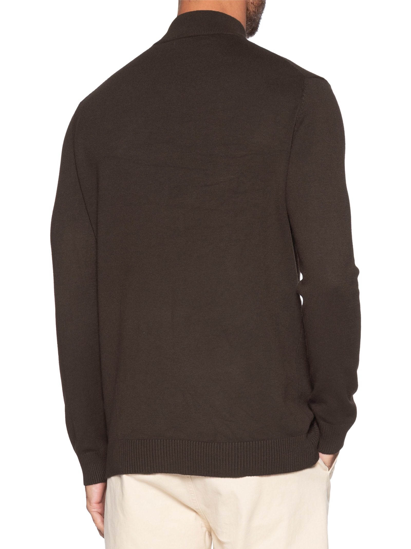 Suéter Masculino Gola Alta Meio Zíper Marrom '2 Essential