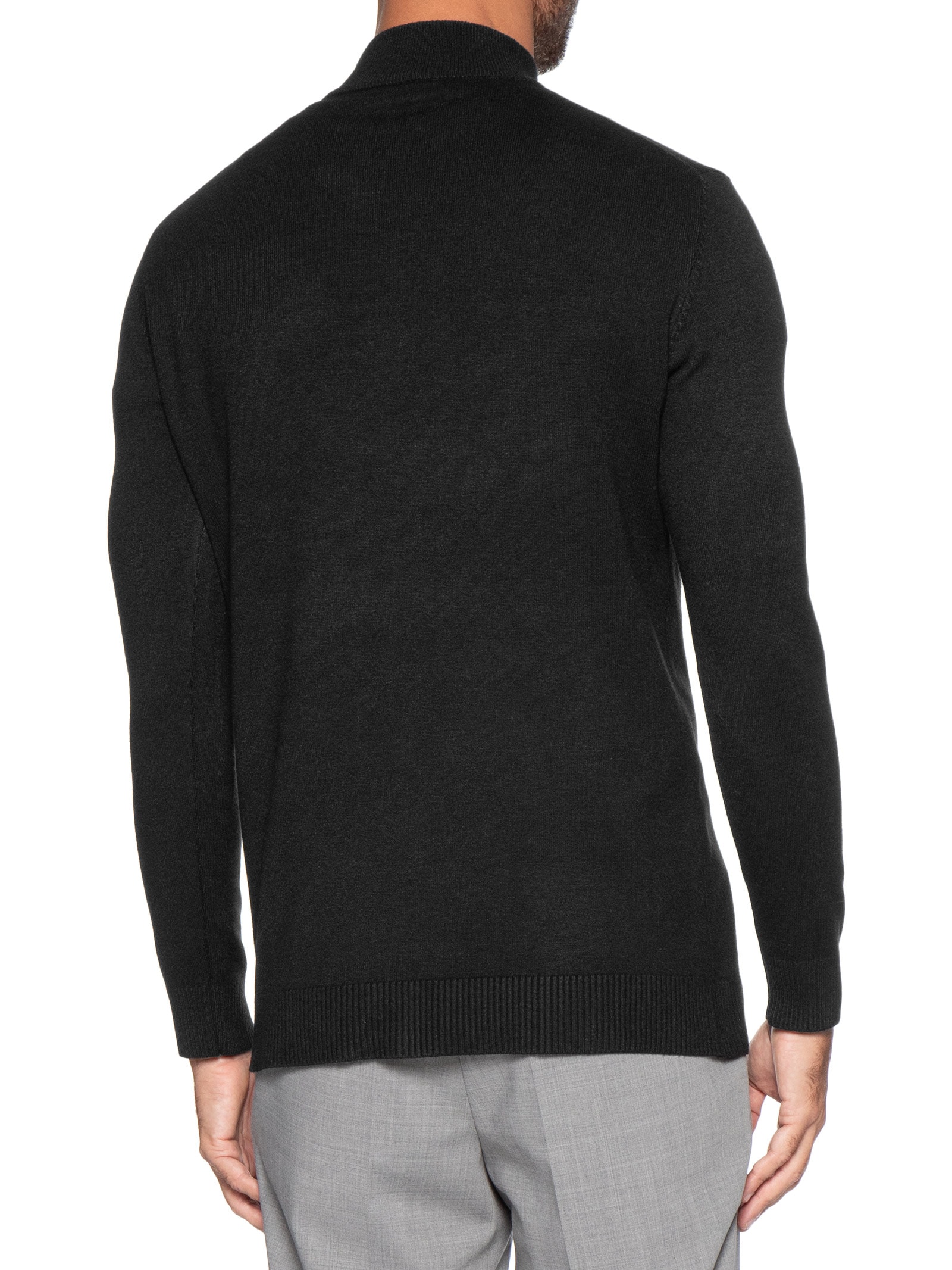 Suéter Masculino Gola Alta Meio Zíper Preto '2 Essential