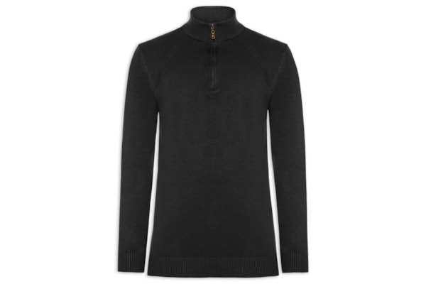 Suéter Masculino Gola Alta Meio Zíper - Preto